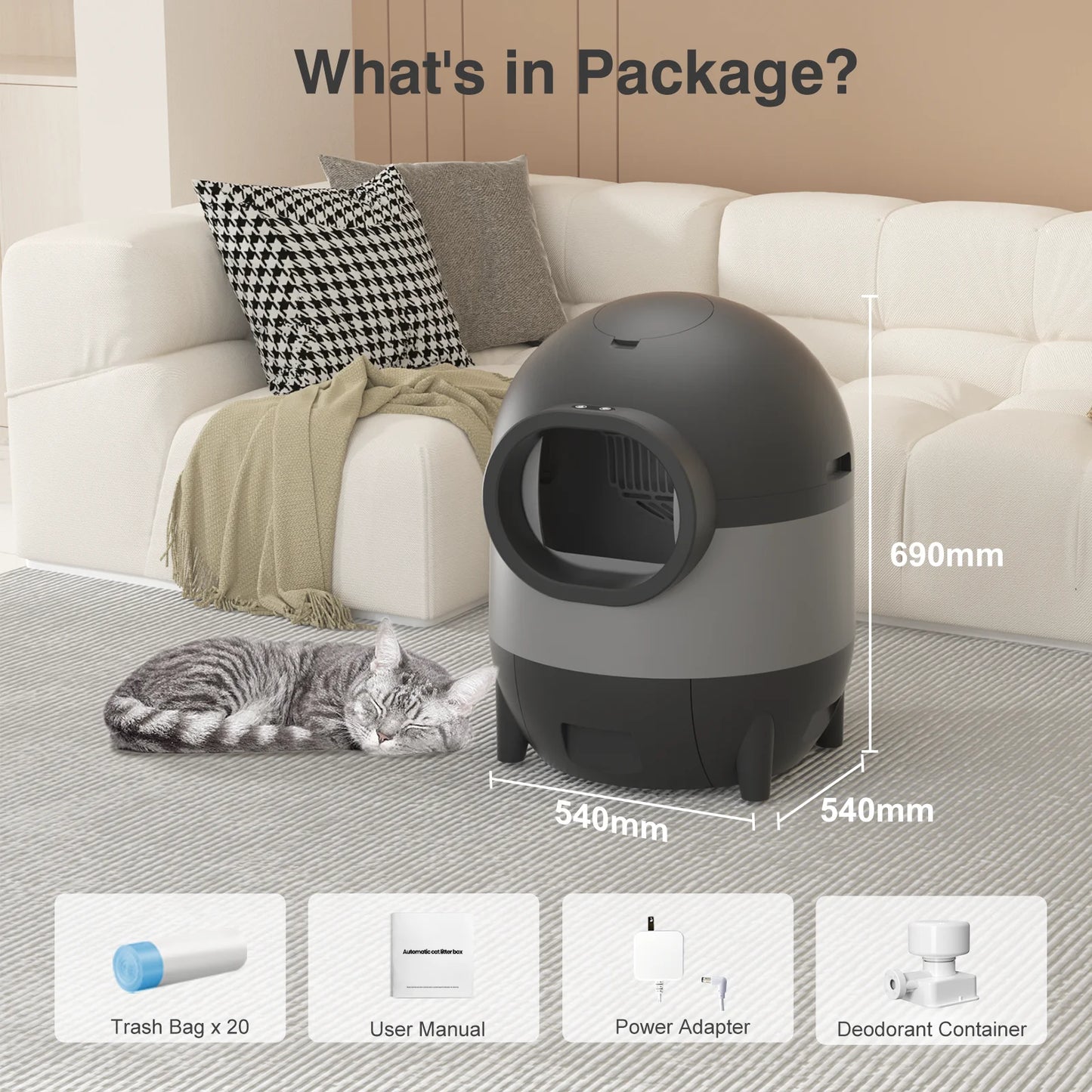 Revolutionize Your Cat Care with Our Smart Self-Cleaning Litter Box - Control It from Your Phone! Perfect for Multi-Cat Homes!