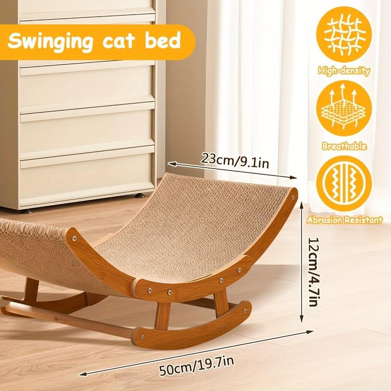 Elevate Your Cat's Comfort: Stylish Wooden Scratcher Bed with Cozy Pad! 🐾💖