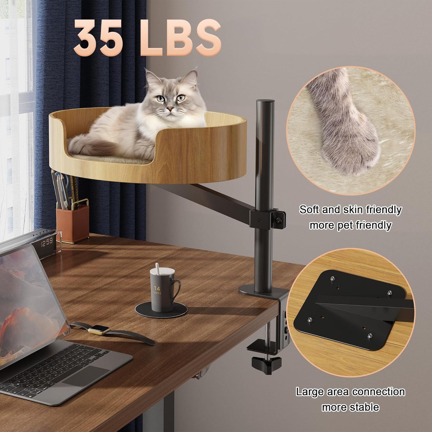 Elevate Your Cat's Comfort with Our Adjustable 360° Rotating Desktop Bed - Perfect Hammock for Indoor Cats and Small Spaces