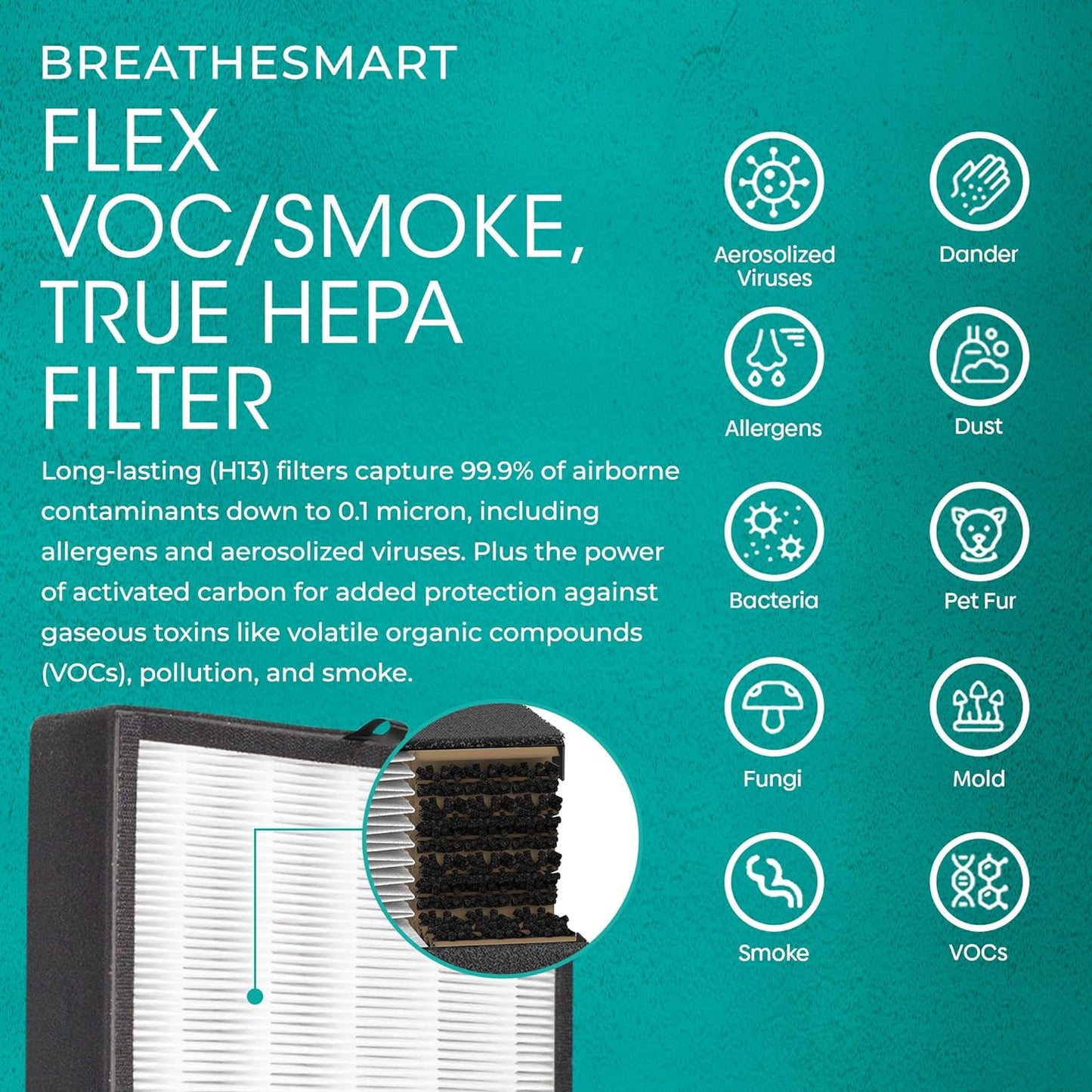 Breathe Easy with the Powerful Breathesmart Flex HEPA Air Purifier β Captures Dust, Mold, and Smoke for a Healthier Home!