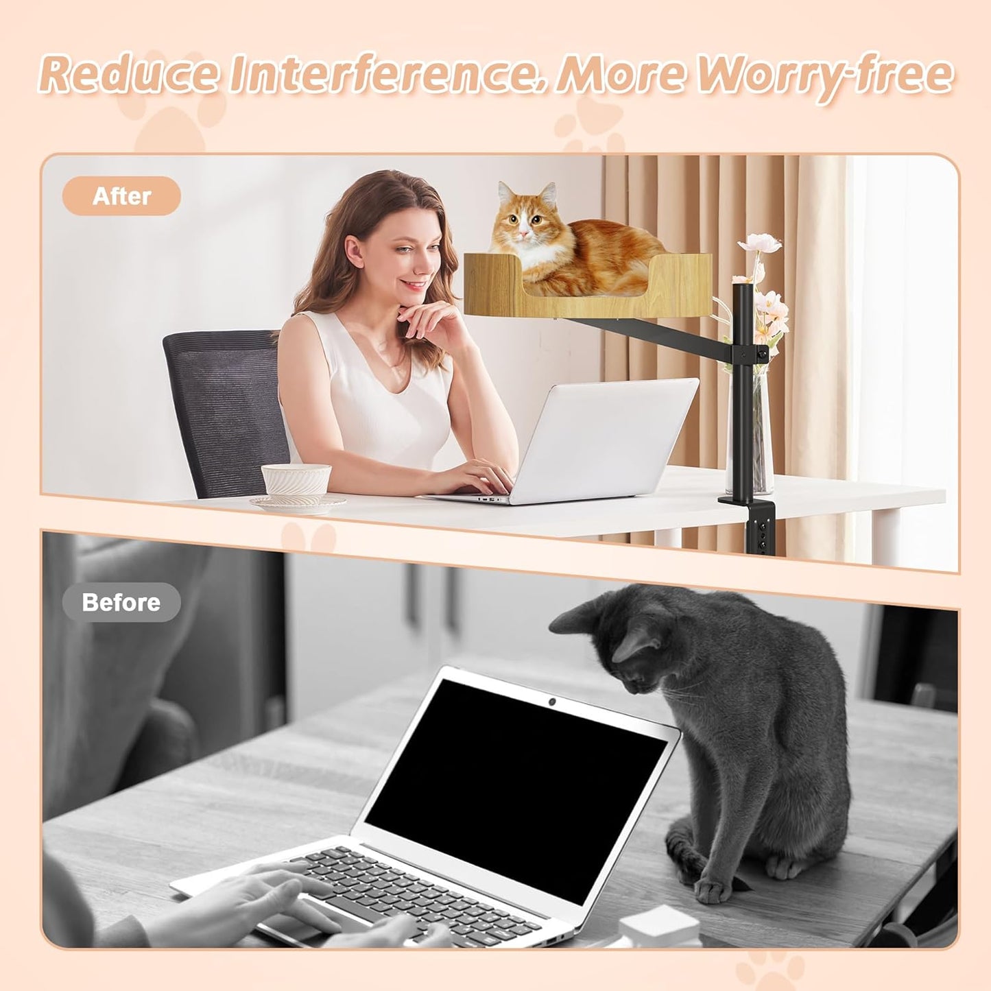 Elevate Your Cat's Comfort with Our Adjustable 360° Rotating Desktop Bed - Perfect Hammock for Indoor Cats and Small Spaces