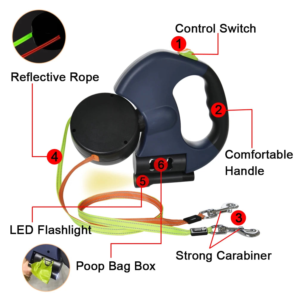 Unleash Adventures with the 3M Retractable Reflective Dog Leash - Perfect for Small Dogs!