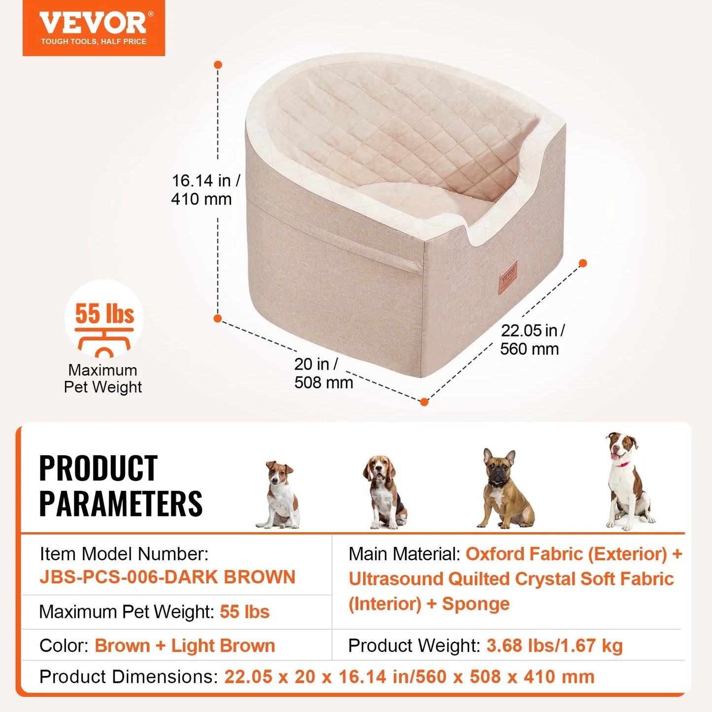 Elevate Your Dog's Travel Experience with the VEVOR Dog Booster Car Seat - Perfect for Pups Up to 55 lbs!