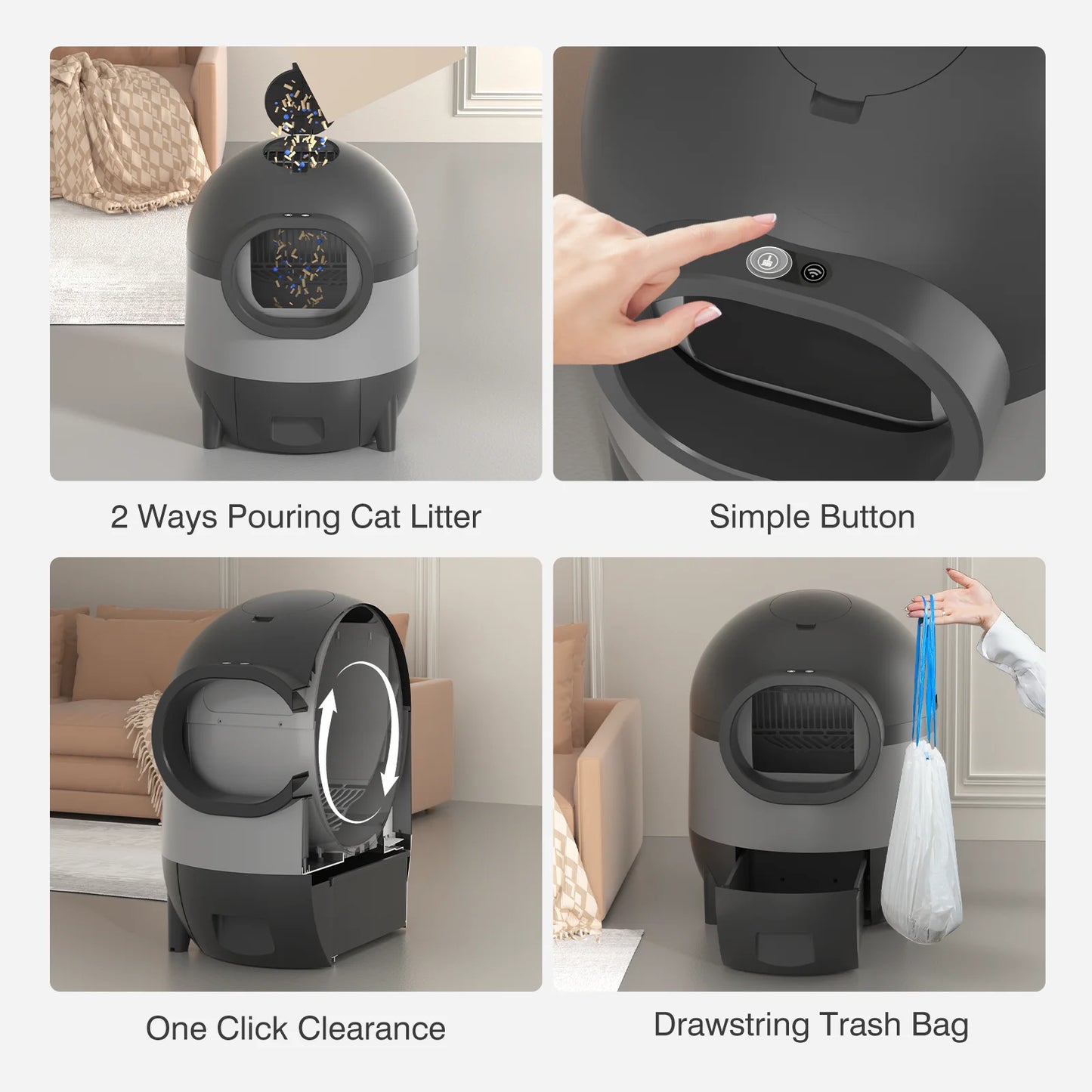 Revolutionize Your Cat Care with Our Smart Self-Cleaning Litter Box - Control It from Your Phone! Perfect for Multi-Cat Homes!