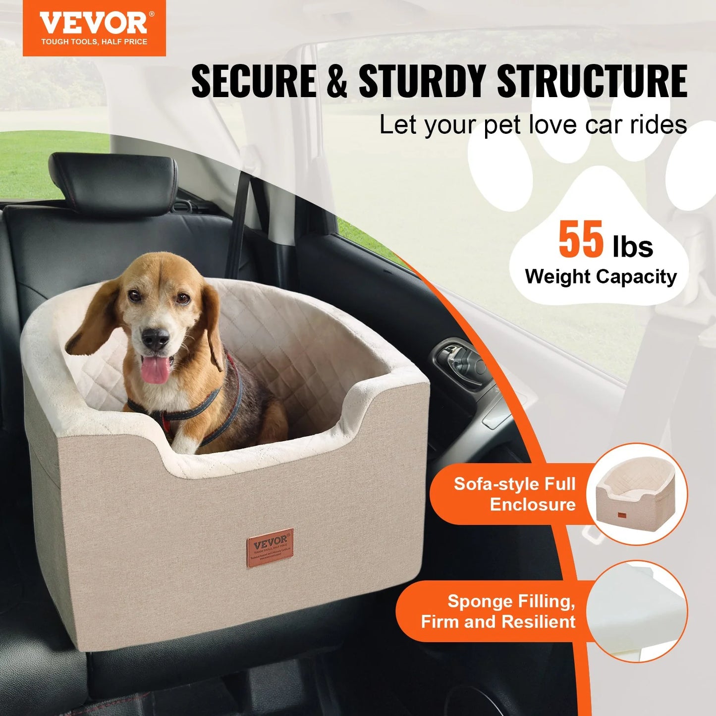 Elevate Your Dog's Travel Experience with the VEVOR Dog Booster Car Seat - Perfect for Pups Up to 55 lbs!