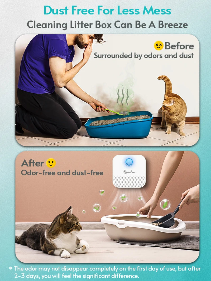 Eliminate Litter Box Odors Instantly! Discover the DownyPaws 4000mAh Cat Odor Purifier for a Fresher and Cleaner Home!