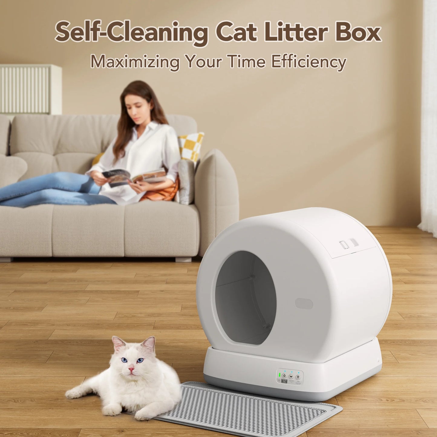 Revolutionary Self-Cleaning Cat Litter Box with APP Control, Advanced Safety Sensors, Odor Isolation & Real-Time Health Monitoring