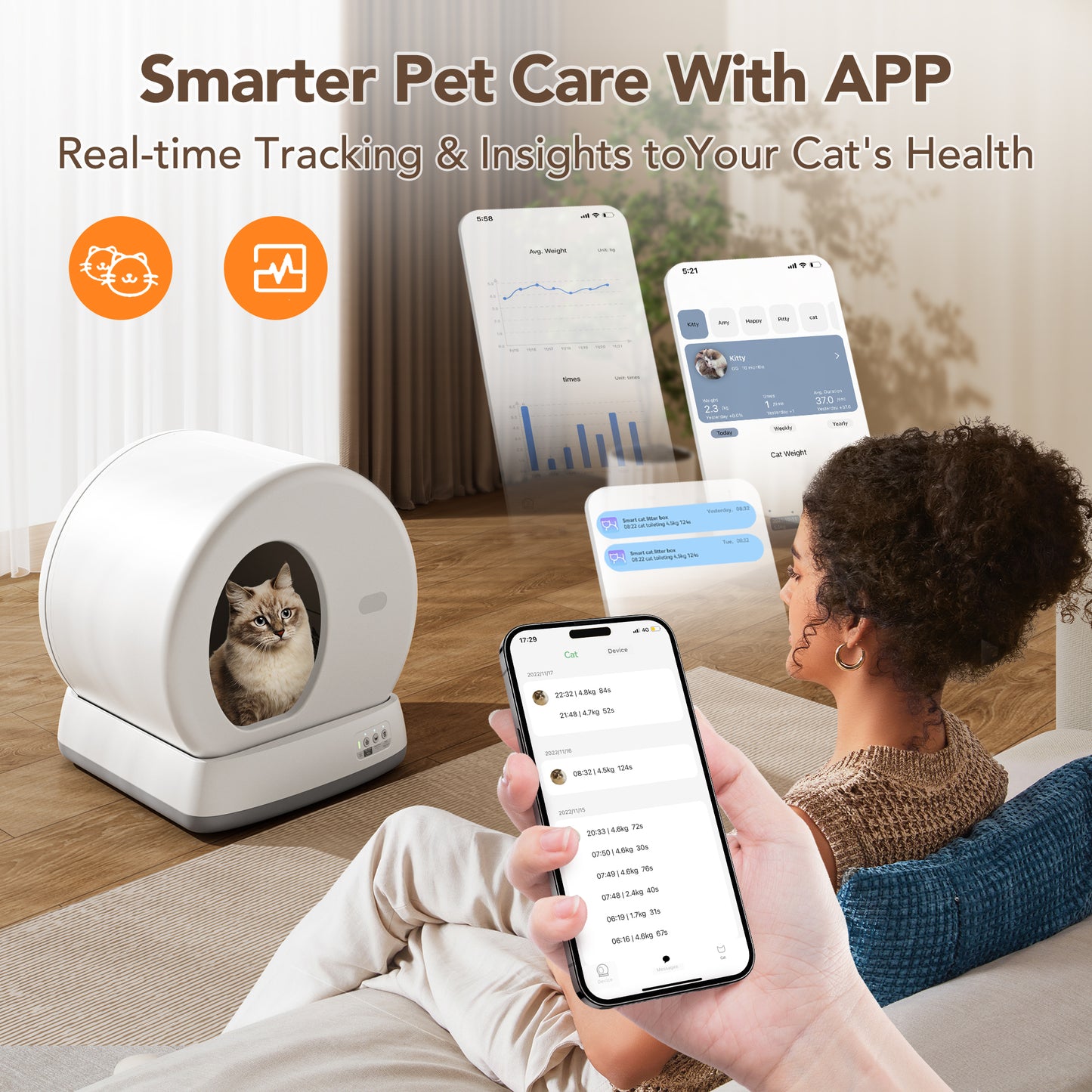 Revolutionary Self-Cleaning Cat Litter Box with APP Control, Advanced Safety Sensors, Odor Isolation & Real-Time Health Monitoring