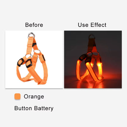 Illuminate Your Dog's Adventures with the Adjustable LED No-Pull Harness - Perfect for Nighttime Safety!