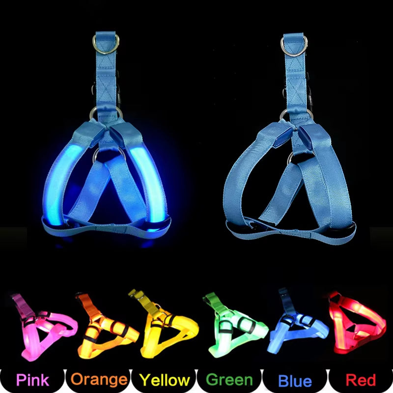 Illuminate Your Dog's Adventures with the Adjustable LED No-Pull Harness - Perfect for Nighttime Safety!