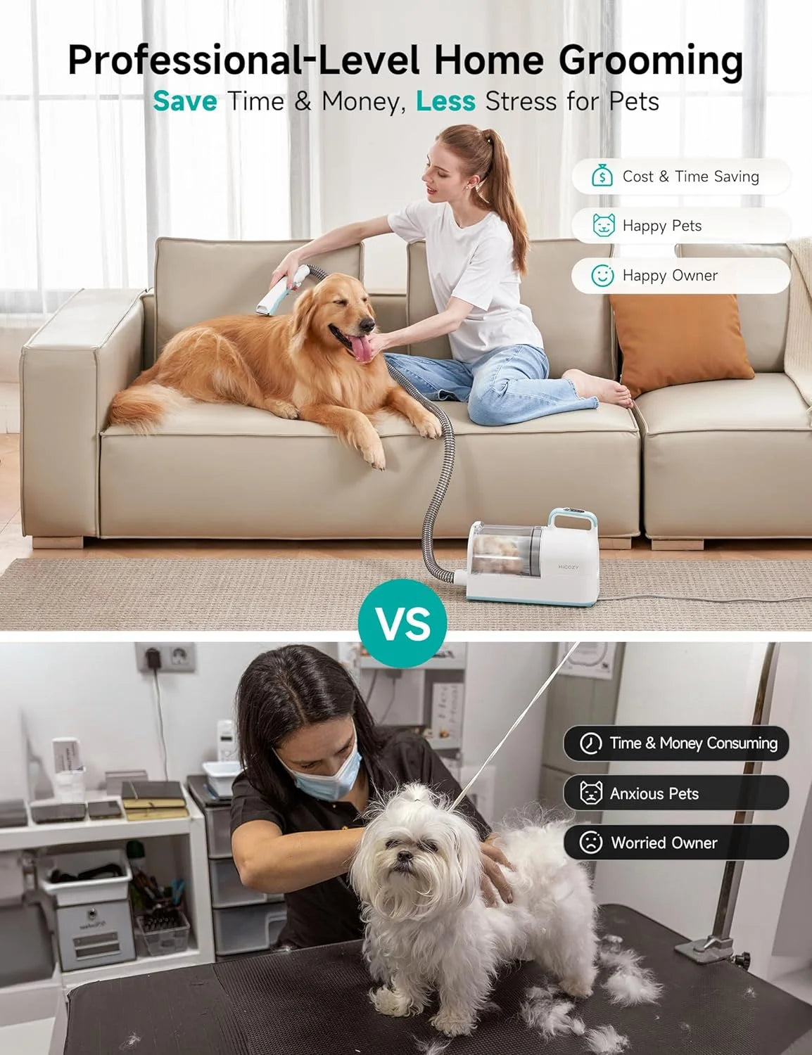 Transform Your Pet Grooming Routine with the HiCOZY Dog Grooming Kit - The Ultimate Hair Vacuum Solution!