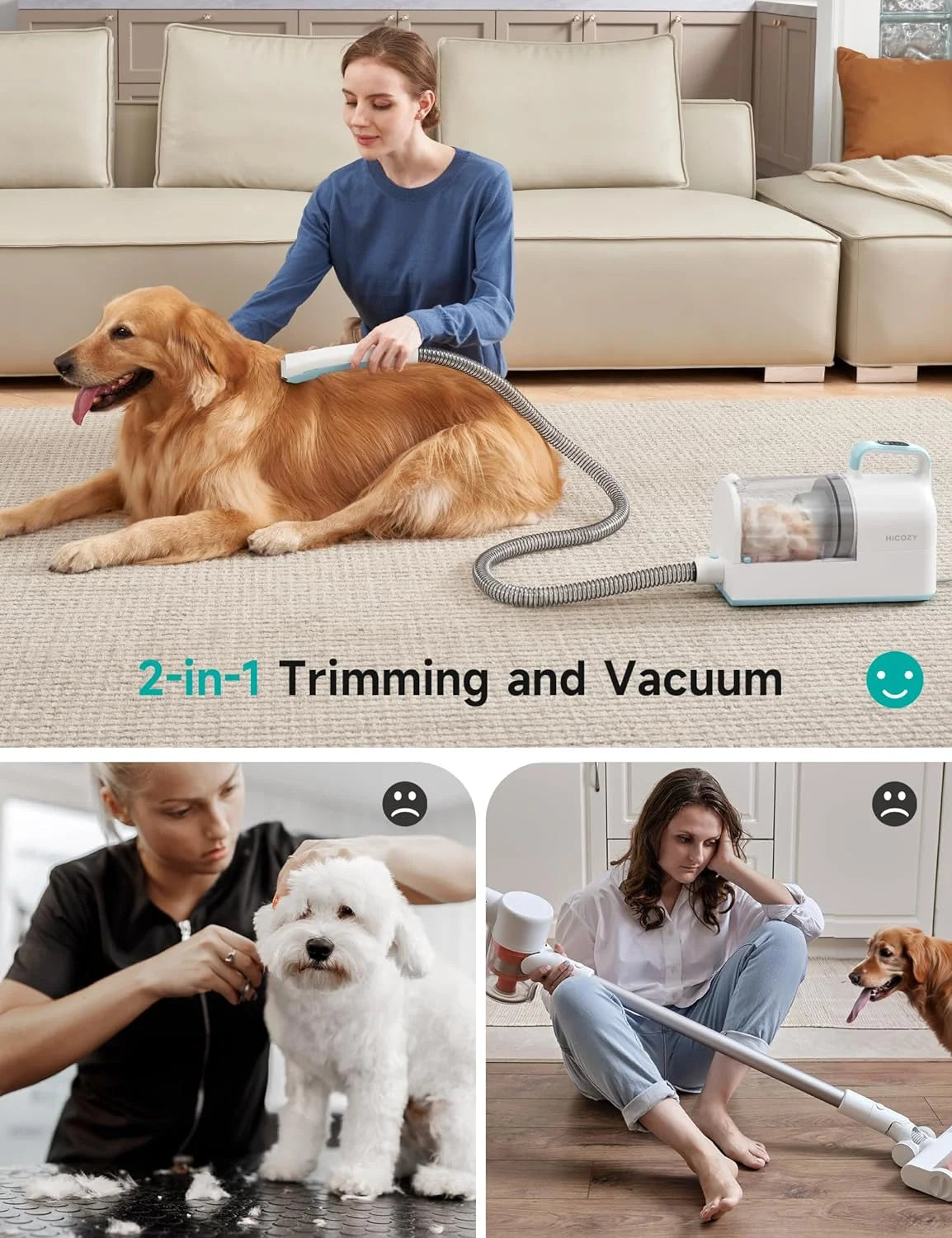 Transform Your Pet Grooming Routine with the HiCOZY Dog Grooming Kit - The Ultimate Hair Vacuum Solution!