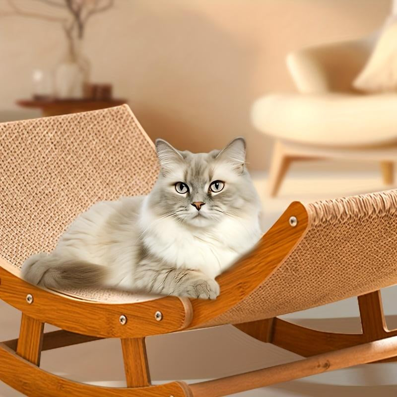 Elevate Your Cat's Comfort: Stylish Wooden Scratcher Bed with Cozy Pad! 🐾💖