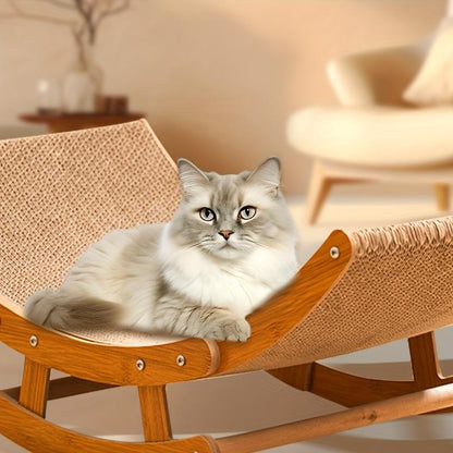 Elevate Your Cat's Comfort: Stylish Wooden Scratcher Bed with Cozy Pad! 🐾💖