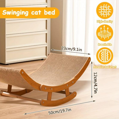 Elevate Your Cat's Comfort: Stylish Wooden Scratcher Bed with Cozy Pad! 🐾💖