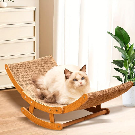Elevate Your Cat's Comfort: Stylish Wooden Scratcher Bed with Cozy Pad! 🐾💖