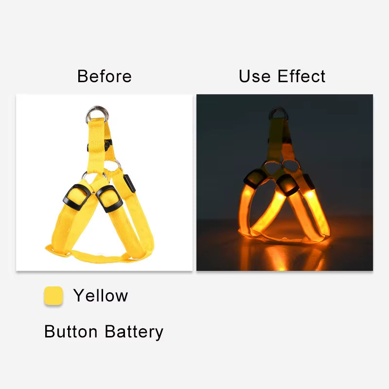 Illuminate Your Dog's Adventures with the Adjustable LED No-Pull Harness - Perfect for Nighttime Safety!
