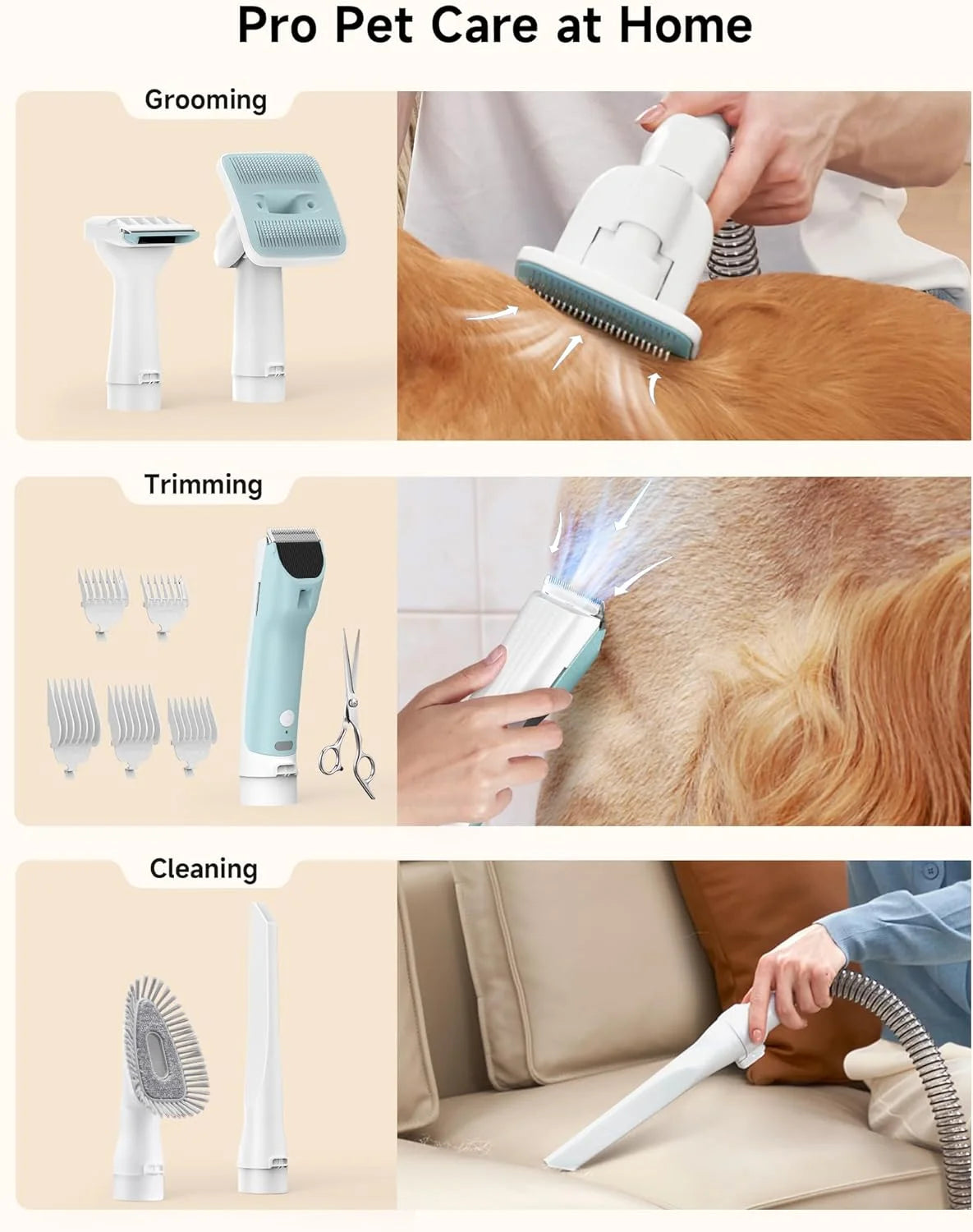 Transform Your Pet Grooming Routine with the HiCOZY Dog Grooming Kit - The Ultimate Hair Vacuum Solution!