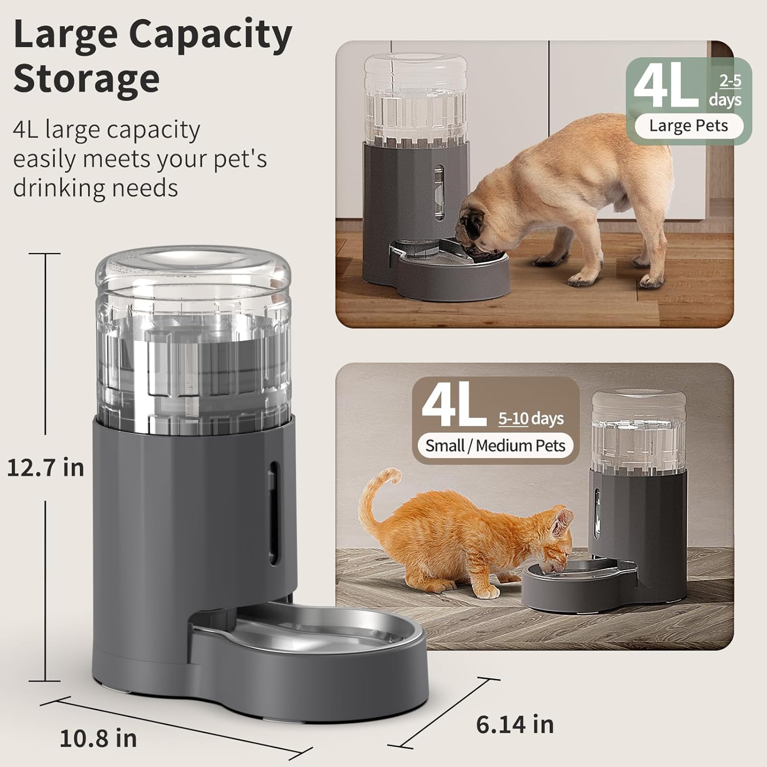 Revolutionary Automatic Cat Water Dispenser with Stainless Steel Bowl – Keep Your Pets Hydrated with Large 4L Capacity!