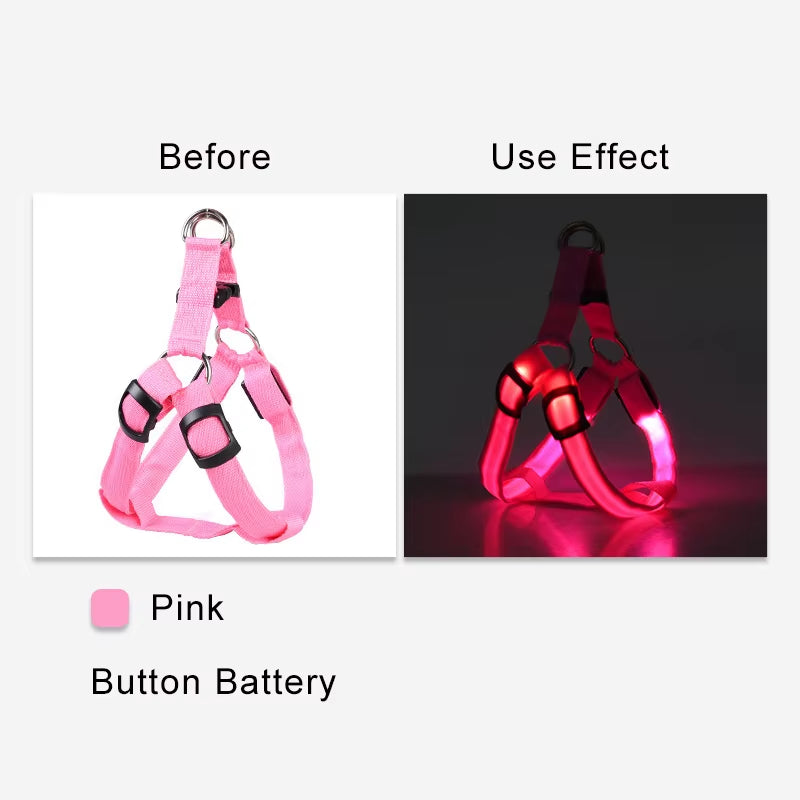 Illuminate Your Dog's Adventures with the Adjustable LED No-Pull Harness - Perfect for Nighttime Safety!