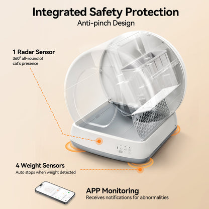 Revolutionary Self-Cleaning Cat Litter Box with APP Control, Advanced Safety Sensors, Odor Isolation & Real-Time Health Monitoring