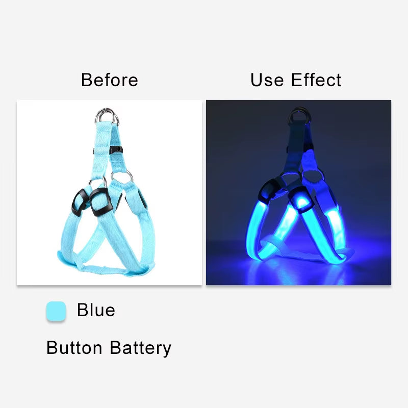 Illuminate Your Dog's Adventures with the Adjustable LED No-Pull Harness - Perfect for Nighttime Safety!
