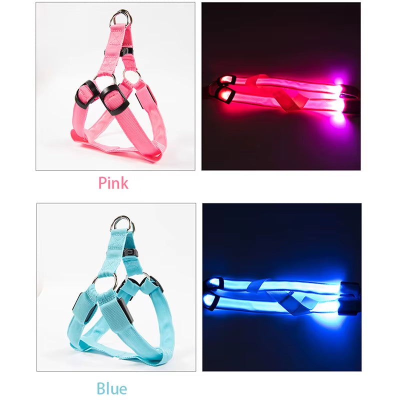Illuminate Your Dog's Adventures with the Adjustable LED No-Pull Harness - Perfect for Nighttime Safety!