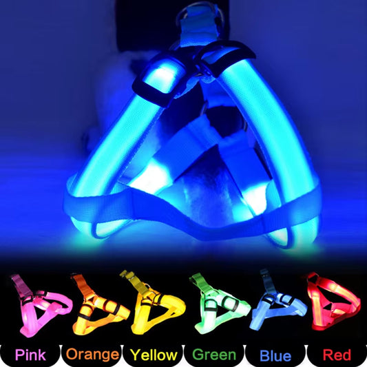 Illuminate Your Dog's Adventures with the Adjustable LED No-Pull Harness - Perfect for Nighttime Safety!
