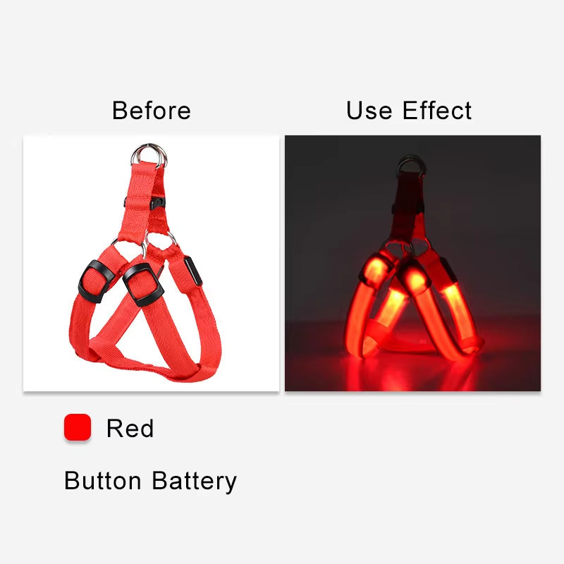 Illuminate Your Dog's Adventures with the Adjustable LED No-Pull Harness - Perfect for Nighttime Safety!