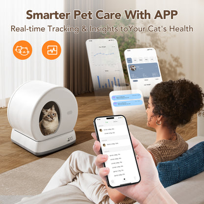 Revolutionary Self-Cleaning Cat Litter Box with APP Control, Advanced Safety Sensors, Odor Isolation & Real-Time Health Monitoring