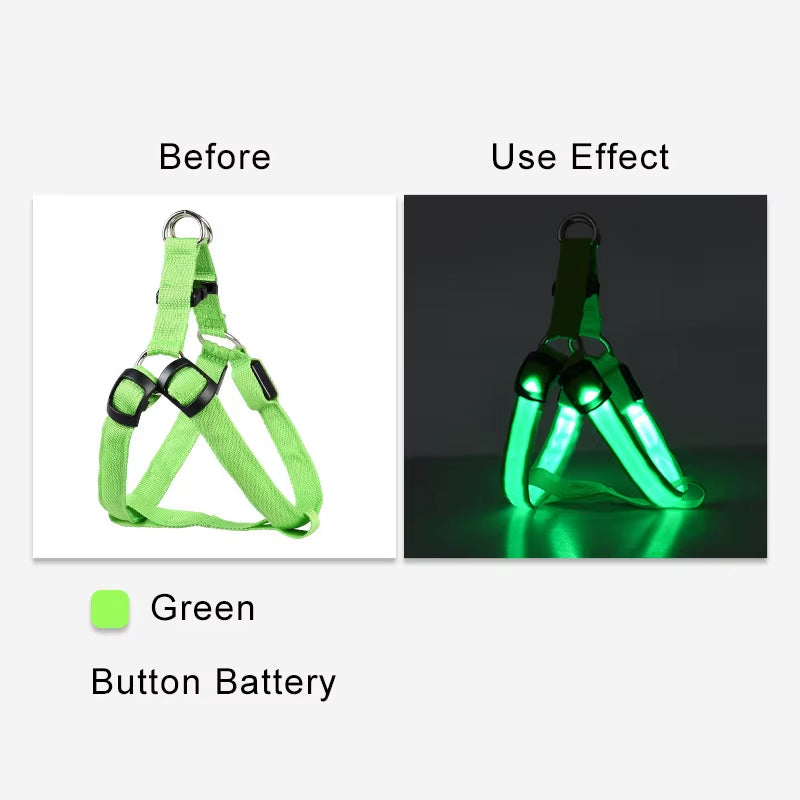 Illuminate Your Dog's Adventures with the Adjustable LED No-Pull Harness - Perfect for Nighttime Safety!