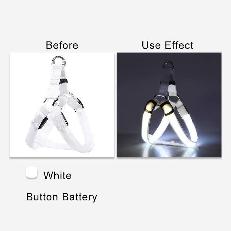 Illuminate Your Dog's Adventures with the Adjustable LED No-Pull Harness - Perfect for Nighttime Safety!