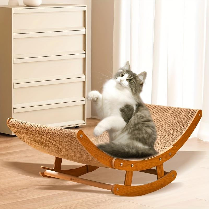 Elevate Your Cat's Comfort: Stylish Wooden Scratcher Bed with Cozy Pad! 🐾💖