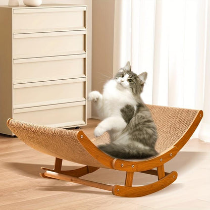 Elevate Your Cat's Comfort: Stylish Wooden Scratcher Bed with Cozy Pad! 🐾💖