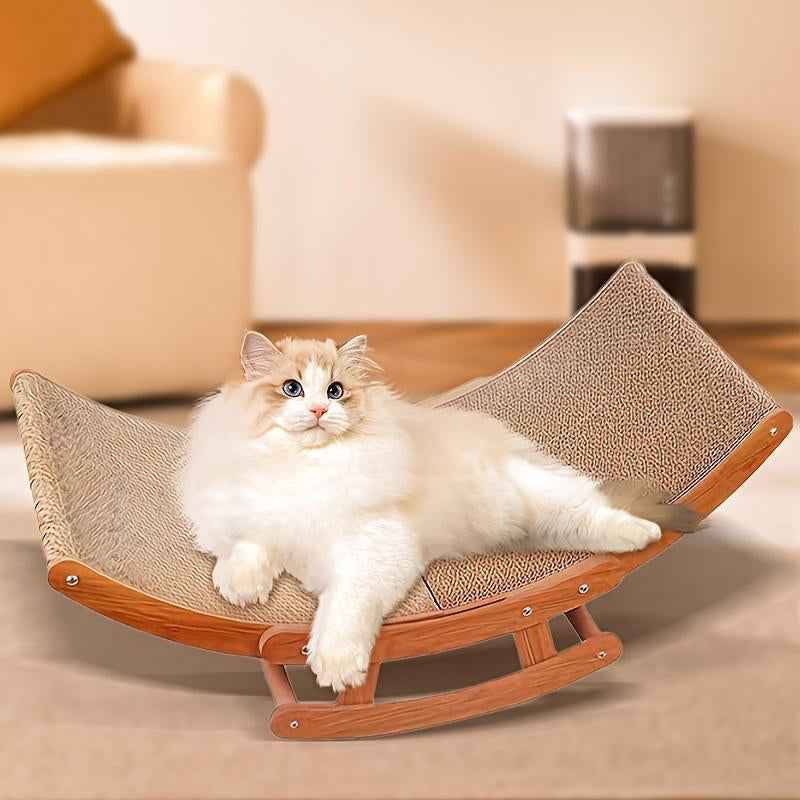 Elevate Your Cat's Comfort: Stylish Wooden Scratcher Bed with Cozy Pad! 🐾💖