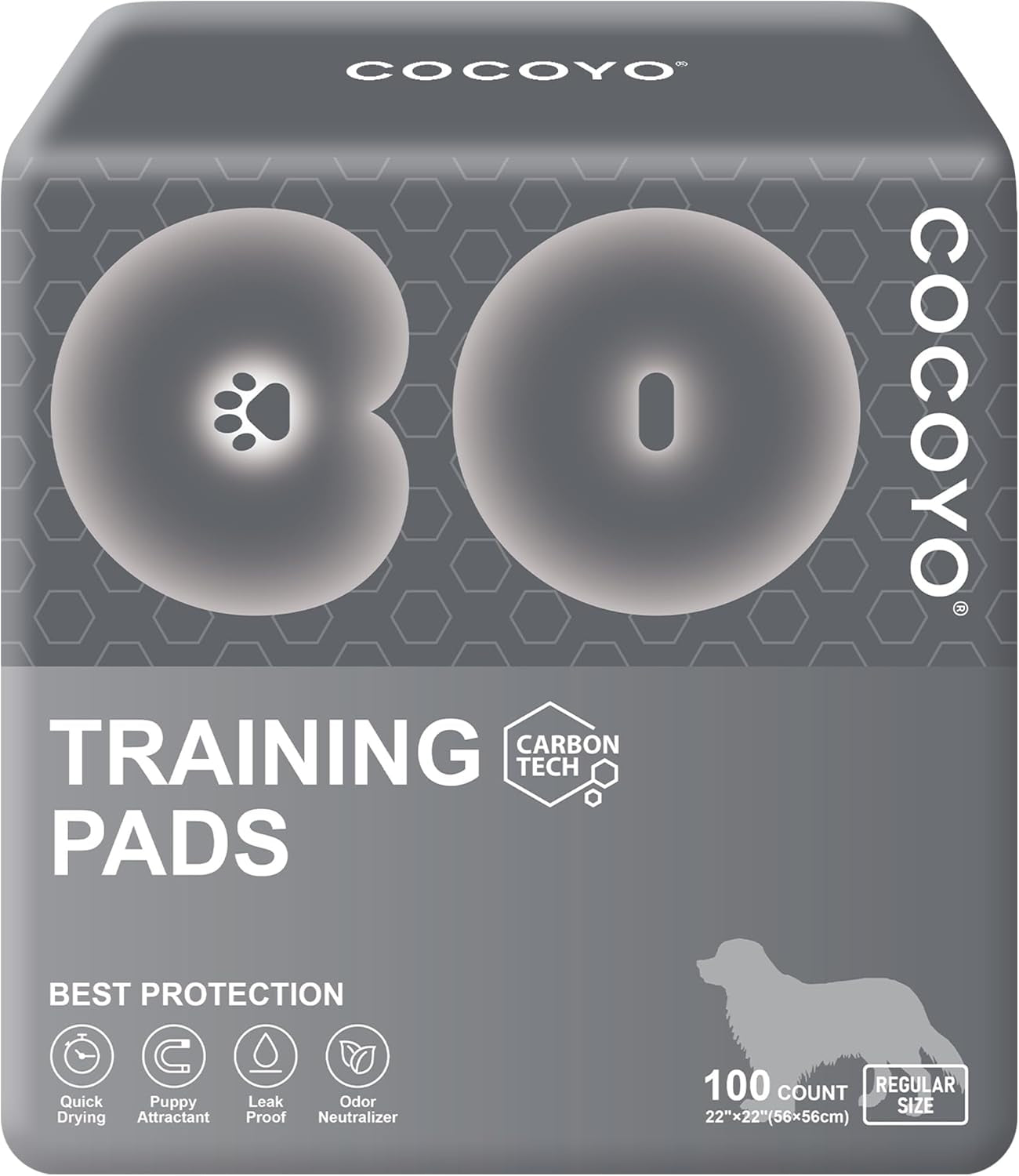 Dog Training Pads 丨 Carbon Absorb Eliminating Urine Odor Doggie Training Pads 丨 Premium Charcoal Dog Pee Pads (100 Count, 22X22 Inch),Gray