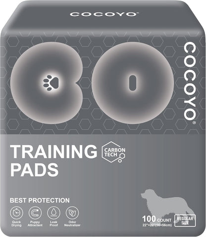 Dog Training Pads 丨 Carbon Absorb Eliminating Urine Odor Doggie Training Pads 丨 Premium Charcoal Dog Pee Pads (100 Count, 22X22 Inch),Gray