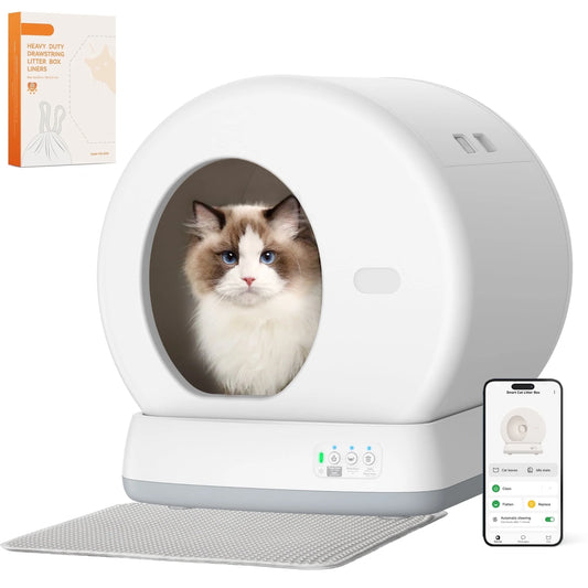 Revolutionary Self-Cleaning Cat Litter Box with APP Control, Advanced Safety Sensors, Odor Isolation & Real-Time Health Monitoring